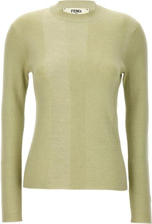 Fendi Round-neck Knitwear, female, Green, Size: XS Stylish Knitwear for Fashionable Looks