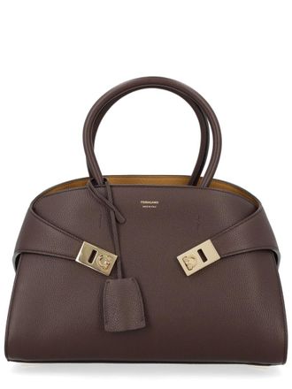 Ferragamo Hug Pebbled Structured Trapezoidal Handbag