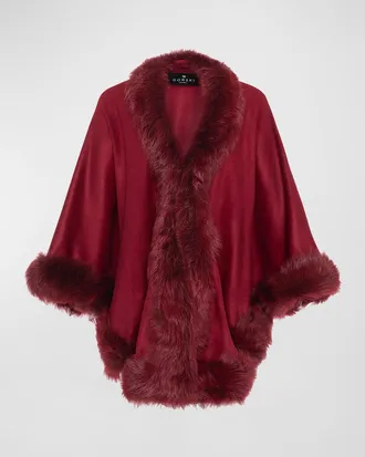 Gorski Cashmere Cape With Toscana Shearling Lamb Trim