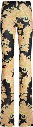 Etro floral-print high-waisted trousers - women - Viscose - 42 - Black