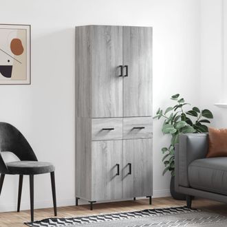 vidaXL Vidaxl - Aparador Alto Madera Contrachapada Gris Sonoma 69,5x34x180 Cm