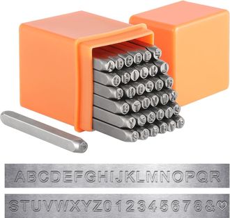 OEM Juego De 37 Punzones Met&aacute;licos De 3 Mm Para Estampar N&uacute;meros Y Letras (az 0-9 Y S&iacute;mbolo De Coraz&oacute;n) Para Estampar Metal, Joyer&iacute;a, Cuero Y Madera