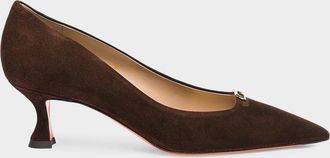 Santoni 55mm Sabine Suede Buckle Pumps