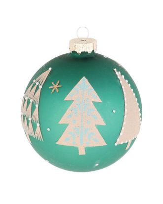 Melrose International Set Of 6 Beaded Pine Tree Ball Ornament