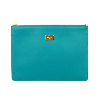 Ferragamo Green Leather Clutch Bag (Pre-Owned)