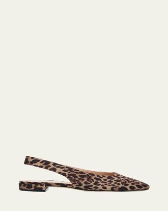 Stuart Weitzman Stassi Leopard Grosgrain Slingback Flats
