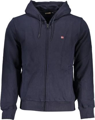 Napapijri Klassiek Blauw Hoodie met Borduursel - Heren - Vesten met rits - Blauw - L - Katoen - Hoodies & sweatvesten