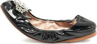Miu Miu Ballerine con fiocco e cristalli - Nero