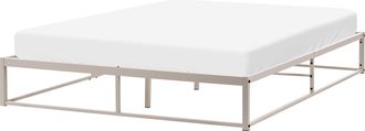 Beliani Cama Industrial Moderno Marco De Metal Doble Listones Incorporados Sin Cabecero 180 X 200 Cm Beige Claro Viry