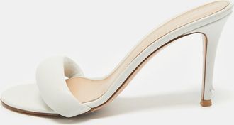 Gianvito Rossi White Leather Bijoux Slides