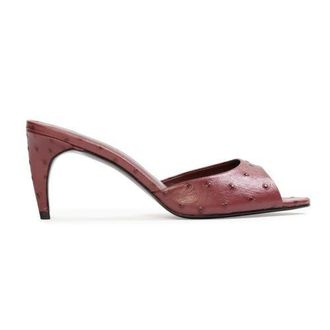 Black Suede Studio Jazz 70 Sandal in Ruby Ostrich Leather at Nordstrom, Size 37.5 Eu