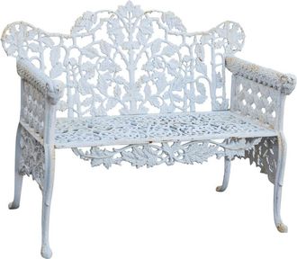 Biscottini International Biscottini - Banco De Jard&iacute;n De Hierro Fundido 110x56x86 Sof&aacute; De Exterior Banco Liberty Con Reposabrazos Silla De 2 Plazas Banco De Hierro