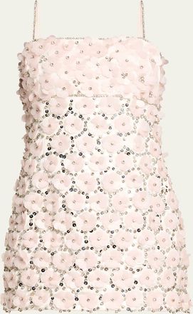 LoveShackFancy Katarina Floral Embellished Mini Dress
