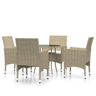 vidaXL Vidaxl - Juego De Comedor Para Jard&iacute;n De 5 Piezas Rat&aacute;n Sint&eacute;tico Beige