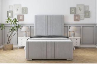 Sloomy Harrington Plush Frame-Mattress - 50 Upholstered Headboard in Silver | Size: King