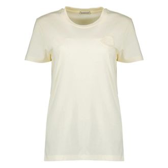 Moncler T-Shirts, female, White, Size: M Embroidered Logo T-shirt