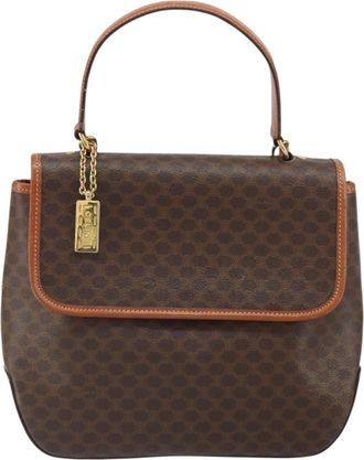 Celine Vintage Macadam Handbag Canvas Brown Pvc Handbag (Pre-Owned)