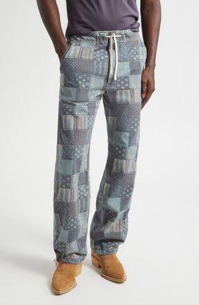 Ralph Lauren Patchwork Trompe lOeil Jersey Joggers in Navy/multi at Nordstrom, Size X-Large