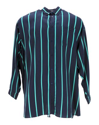 Balenciaga Balenciaga Gestreepte Overhemd in Marineblauwe Polyester
