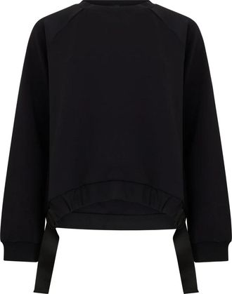 Herno Cropped Trui met Moderne Details - Dames - Sweatshirts - Zwart - L - Polyester - Hoodies & sweatvesten