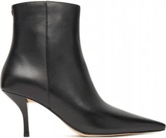 Michael Kors Selina Leren Enkelboot - Dames - Laarzen met Hak - Zwart - 39 EU - Leer - Schoenen