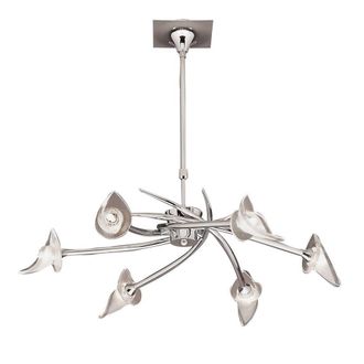 Netlighting Flavia Telescopic Pendant Chrome 6 Light G9 Semi Flush Convertible in Grey