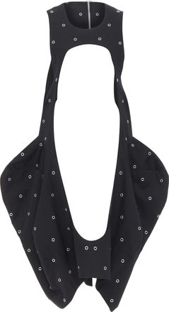 Comme Des Gar&ccedil;ons Comme des Garcons black wool silver grommet cut out pannier dress