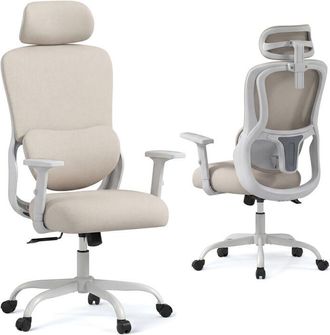 Costway Ergonomic Office Chair Gaming Desk Chair Reclining Swivel Armchair Adjustable Executive White