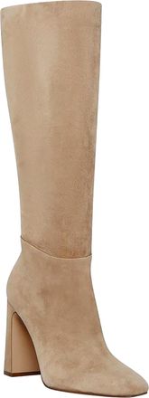 Steve Madden Ally Block-Heel Tall Sand Suede ALLY07S1 Womens