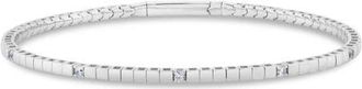 Crislu Pure Flex Cubic Zirconia Station Bracelet in Pure Platinum /Clear Stone at Nordstrom, Size 7