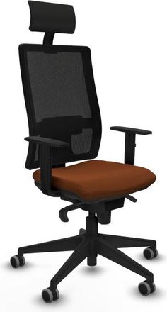 Piqueras y Crespo Piqueras Y Crespo - Horna sincro malla negra similpiel marrón brazos 1D base piramidal cabecero fijo ruedas 65mm engomadas