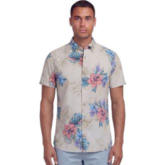 Lords of Harlech Exotic Floral Mens Knit Shirt in Exotic Floral Neutral at Nordstrom, Size Xx-Large