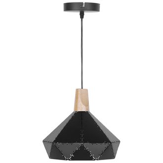 Beliani L&aacute;mpara Colgante Con Pantalla De Metal Geom&eacute;trico Industrial Negro Sala De Estar Somme