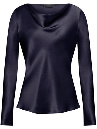 Alberta Ferretti satin-finish top - women - Silk/Acetate - 46 - Blue