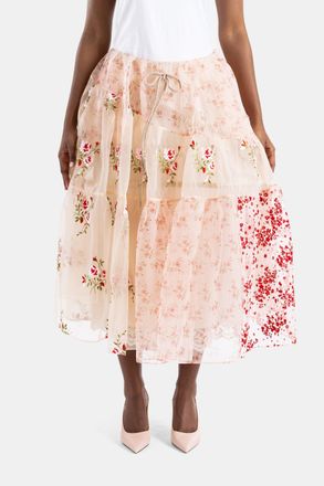 Simone Rocha Womens Jupe En Tulle Patchwork Transparent Rose Pink Dress