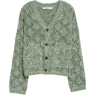 S&eacute;fr Abain Wool & Mohair Blend Boucl&eacute; Cardigan in Zoysia Field at Nordstrom, Size X-Large