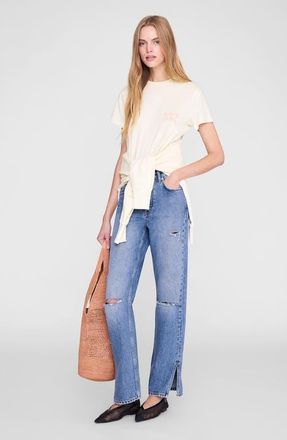 Anine Bing Shelley Surfer Tee in Washed Buttercream at Nordstrom, Size X-Small