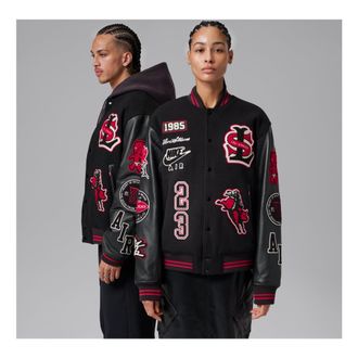 Nike Jordan Air Jordan x Levis Varsity Jacket Asia Sizing Black Gym Red IM6740-010