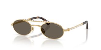 Chanel CH4297H Oval-Frame Metal Sunglasses - Gold