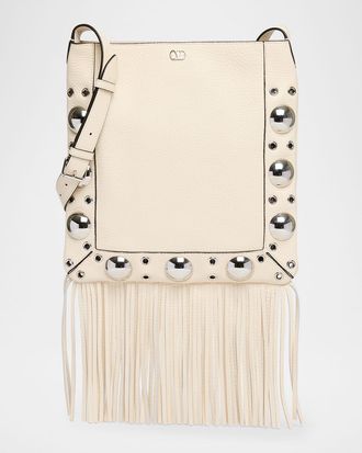 Valentino Garavani Nellcote Fringe Studded Leather Crossbody Bag