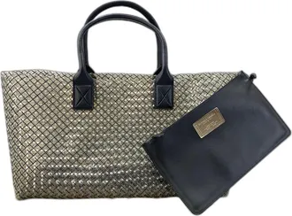 Bottega Veneta Intrecciato Black Pvc Tote Bag (Pre-Owned)