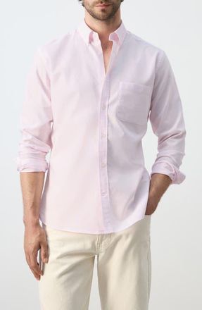 Mango Regular Fit Oxford Button-Down Shirt in Pastel Pink at Nordstrom, Size X-Large