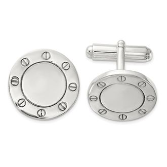 Diamond2Deal Sterling Silver Polished Circle Cuff Links