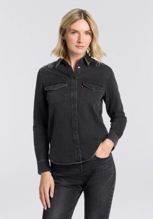 Levi's Jeansbluse LEVIS ESSENTIAL WESTERN, Damen, Gr. XXL (44), bejewled western, Denim/Jeans, Obermaterial: 100% Baumwolle, Basic, figurbetont h&uuml;ftbedeckend