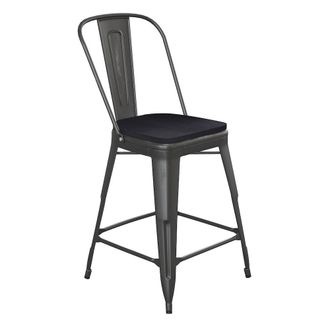Flash Furniture 24 High Black Metal Indoor-Counter Height Stool with Black Poly Resin Wood Seat