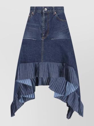 sacai cotton asymmetric midi skirt