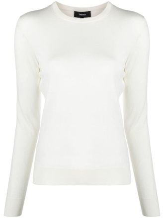Theory long-sleeve wool jumper - women - Wool/Other fibres - L - White