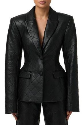 Naked Wardrobe Stitched Faux Leather Blazer in Black at Nordstrom Rack, Size X-Small