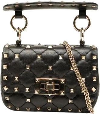 Valentino Pre-owned Rockstud Spike Satchel - Dames - Vintage Mini Tas - Zwart - ONE Size - Leer - Vintage