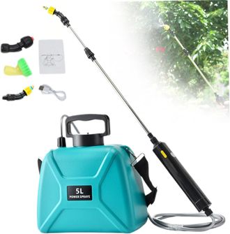 OEM Pulverizador El&eacute;ctrico De Jard&iacute;n De 5 Litros, Recargable Por Usb, Con 3 Boquillas De Niebla Retr&aacute;ctiles Y Correa Ajustable Para El Hombro, Pulverizado